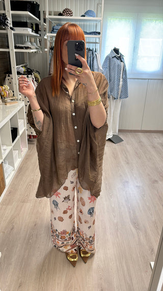 Chemise oversize marron en tencel