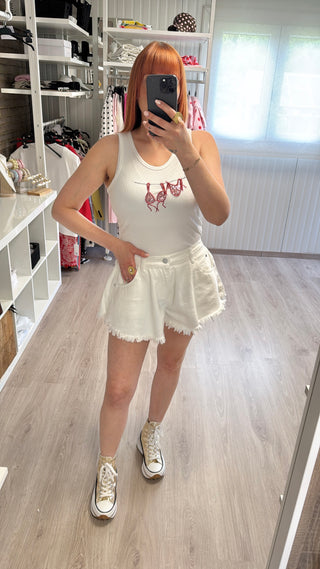 Short en jean blanc