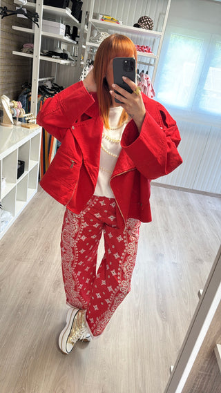 Perfecto oversize en jean rouge