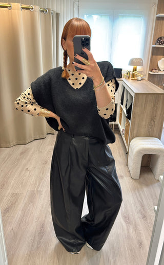 Pantalon similicuir barrel