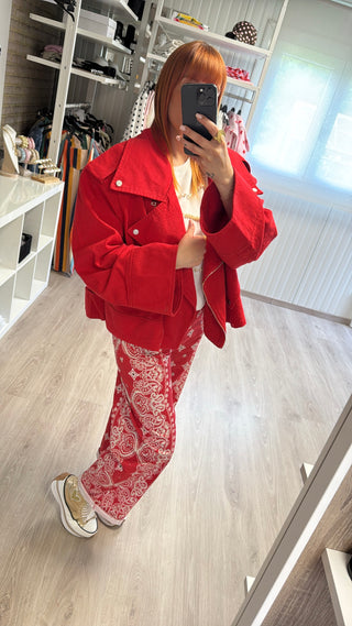 Perfecto oversize en jean rouge