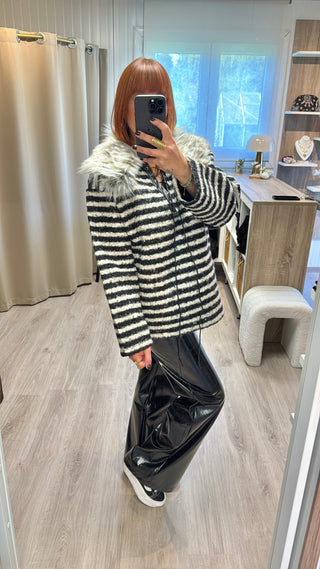 Pull Teddy col en fausse fourrure