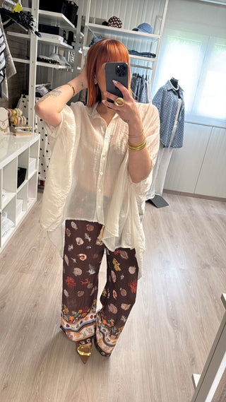Pantalon fluide coquillages marron