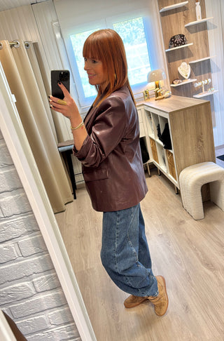 Blazer similicuir lie de vin