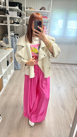 Pantalon fluide magenta