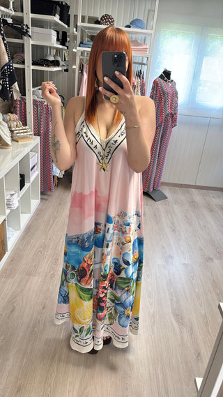 Longue robe Santorin rose