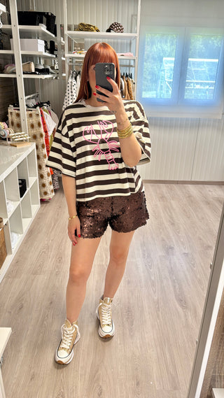 Short en sequins marron
