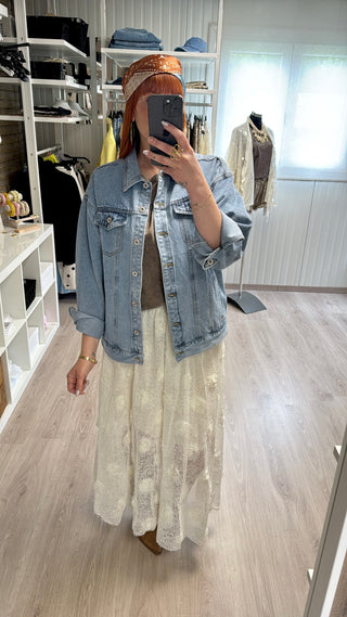 Veste en jean brodée oasis