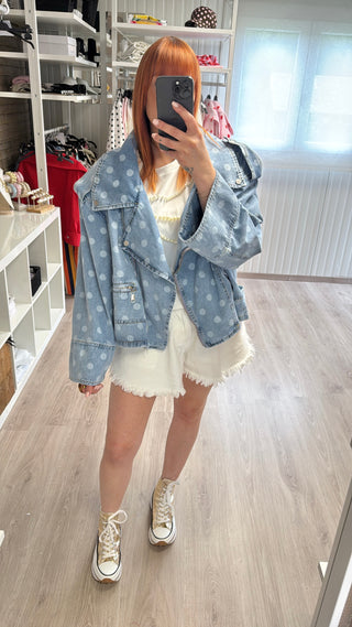 Perfecto oversize en jean à pois