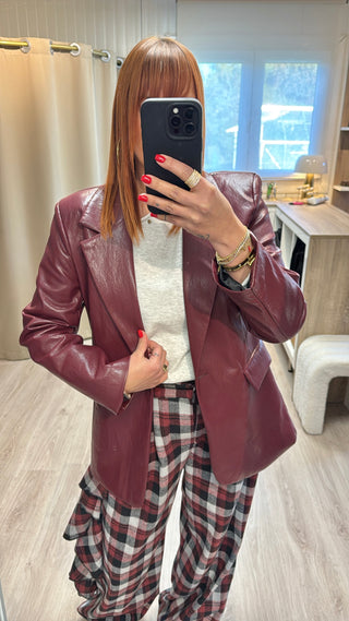 Blazer bordeaux similicuir Lumina