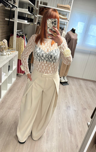 Pantalon beige à pinces