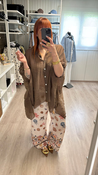 Chemise oversize marron en tencel