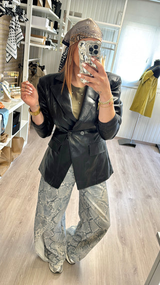 Veste couture similicuir noire