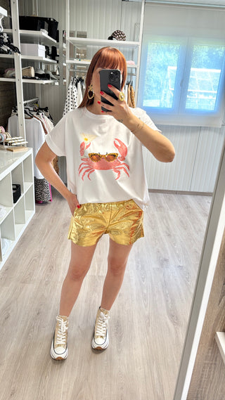 Short métallisé doré