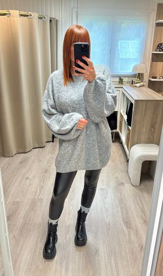 Pull overzise gris chiné