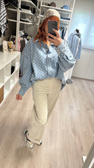 Jean barrel perles/strass