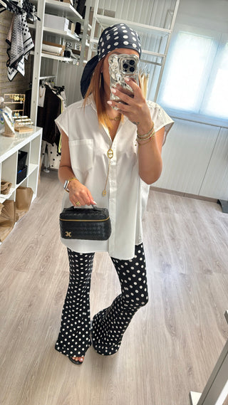 Legging maillot évasé à pois