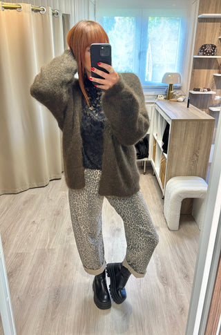 Gilet mohair oversize marron