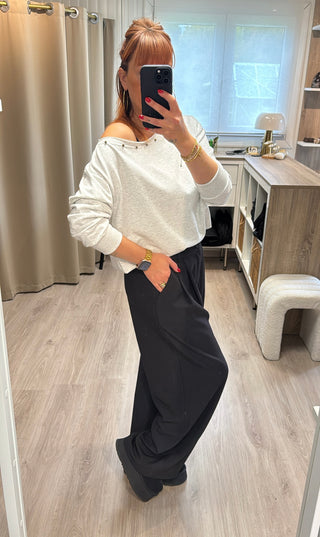 Pantalon de tailleur noir Wide leg