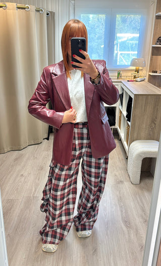 Blazer bordeaux similicuir Lumina