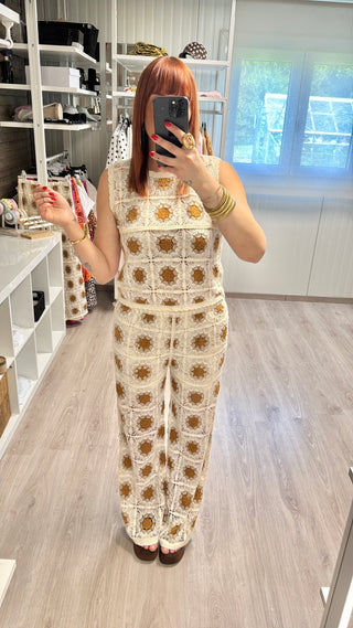 Ensemble crochet soleil (top et pantalon)