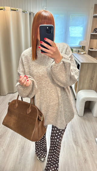 Pull oversize beige