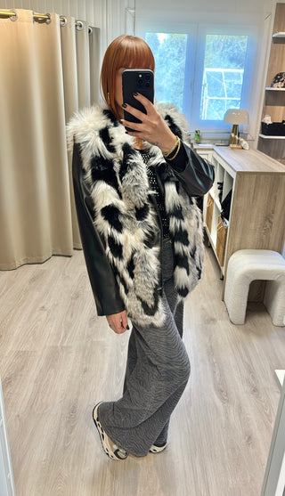 Veste fourrure patchwork