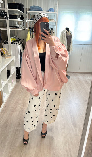 Précommande Veste satinée oversize rose