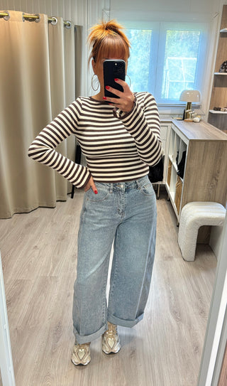 Jean barrel bleu clair