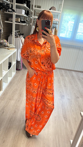 Ensemble bandana orange (chemise et pantalon)