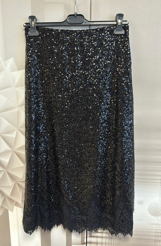 Jupe sequins/dentelle noire