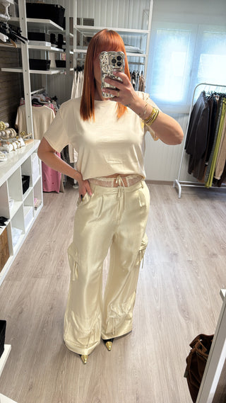 Pantalon cargo dentelle