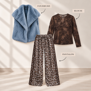 Look veste fourrure bleue