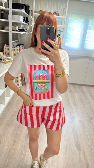 T-shirt sardines à lignes