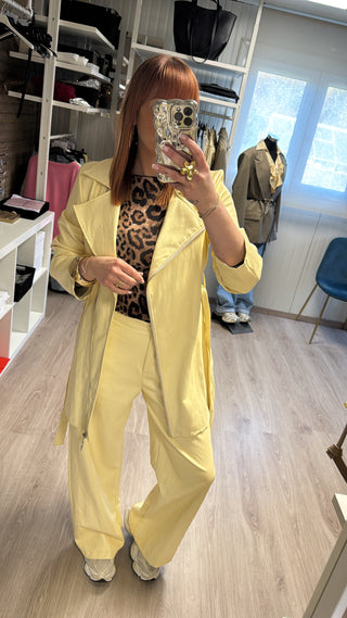 Trench similicuir jaune