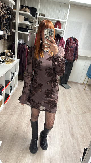 Robe fleurs marron