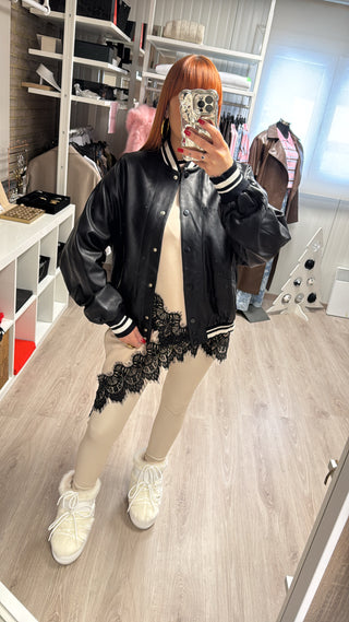 Bomber similicuir noir Lumina