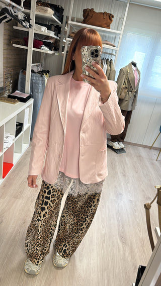 Blazer similicuir rose