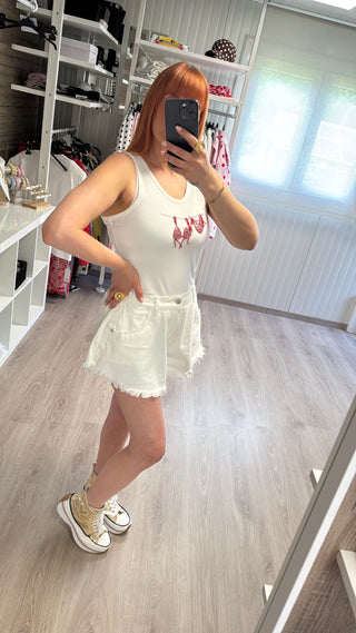 Short en jean blanc