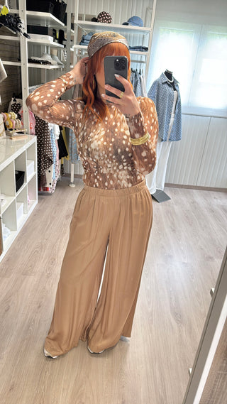 Pantalon fluide camel