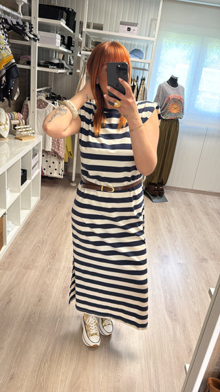 Robe marinière bleue marine/écru