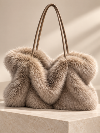 Sac fourrure taupe